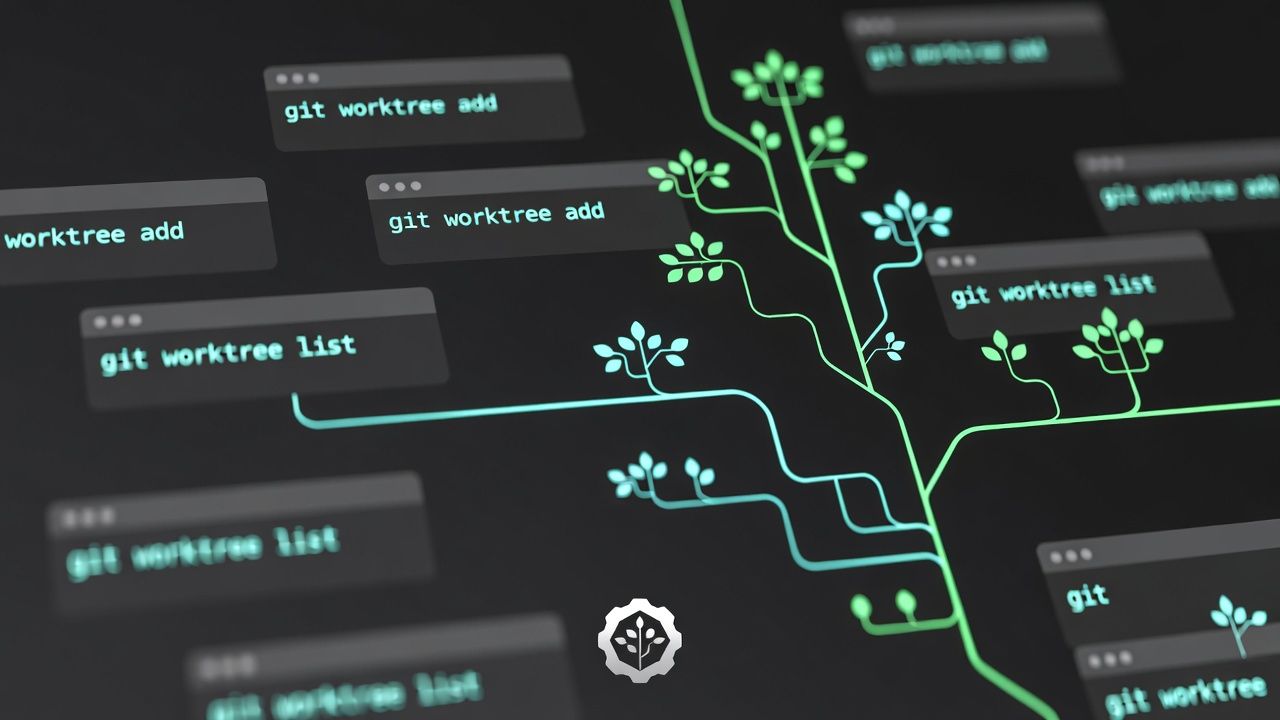 Terminal showing multiple git worktrees