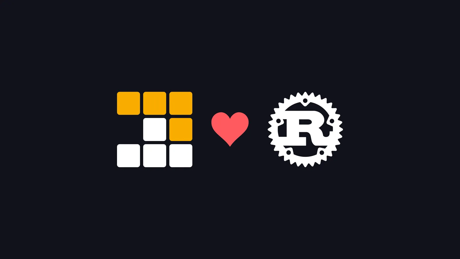 pnpm v12 rewritten in Rust: the pnpm logo, a heart, and the Rust logo side by side